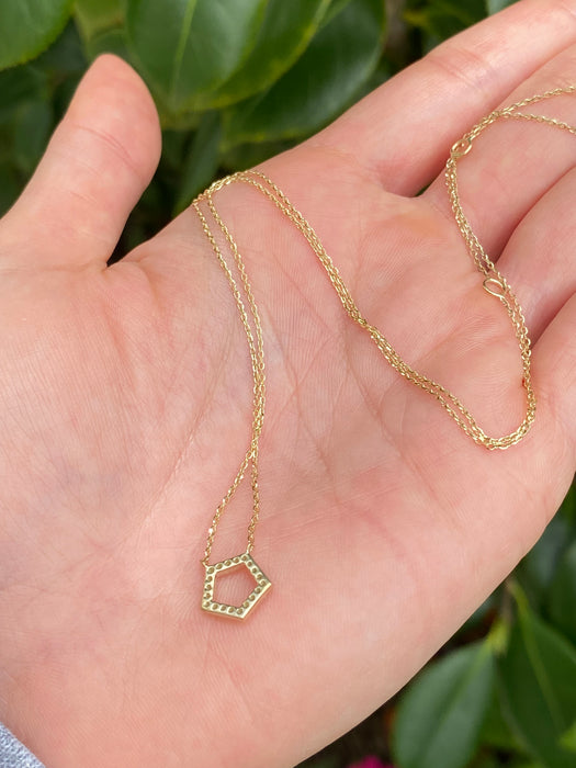 14k diamond pentagon necklace