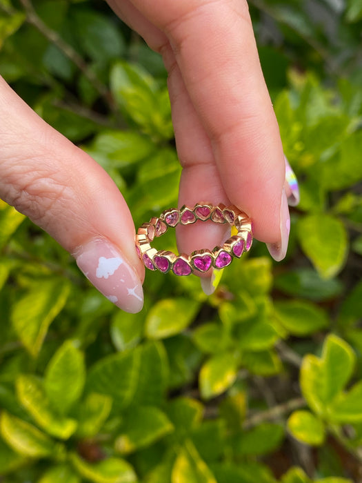 14k bezel set ruby heart eternity ring size 6.75