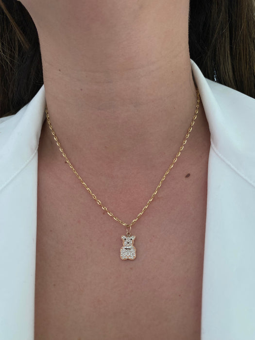 Vintage 18k Rose Gold Diamond Bear Bow Charm
