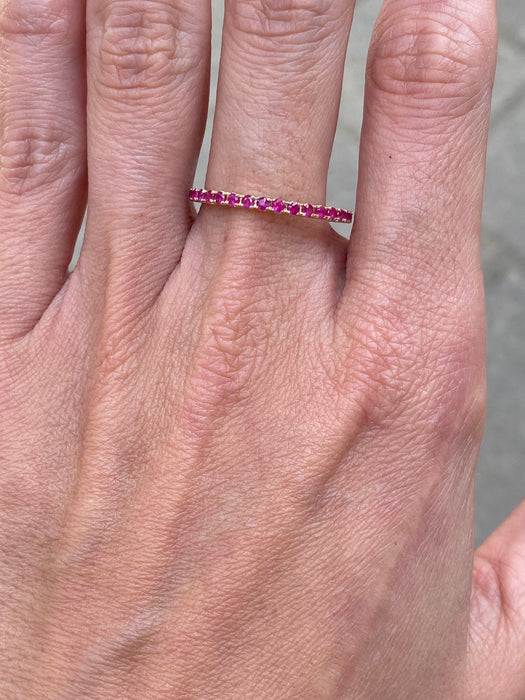 14K Yellow Gold Ruby Eternity Ring Size 8