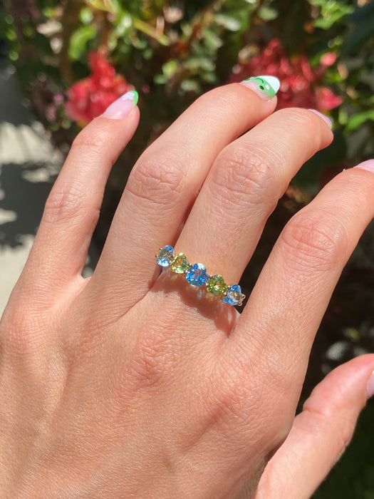 18k topaz and peridot heart ring size 6.75
