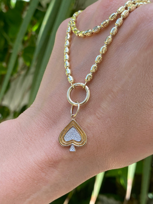 14K Diamond Fluted Triple Bezel Spade Charm