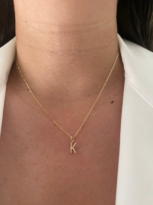 14k diamond letter K initial pendant