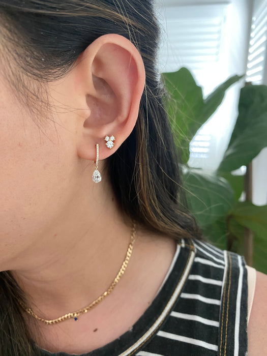 14k 1.2 carat lab diamond drilled pear Huggie earrings