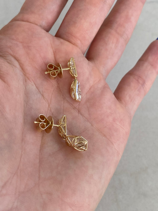 14K Tapered Baguette & Coffin Lab Diamond Dangle Earrings- 4 TCW