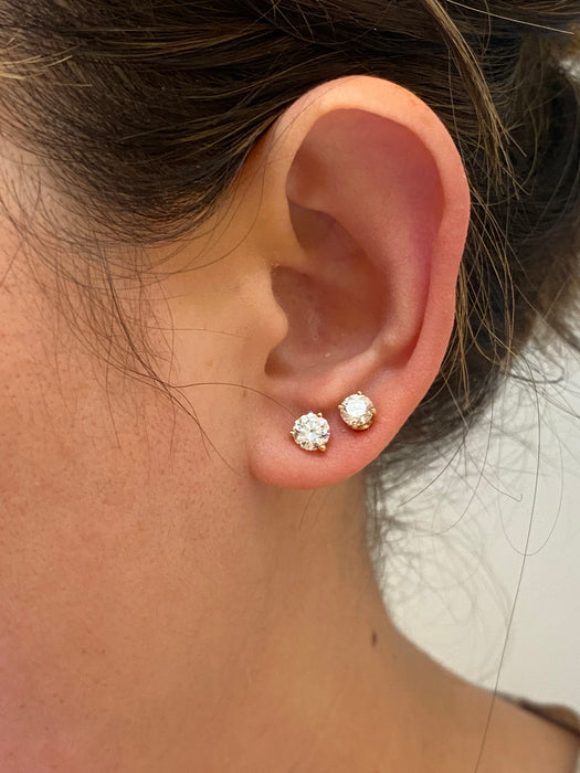 14K Gold 1 Carat Martini-Set Lab Diamond Stud Earrings