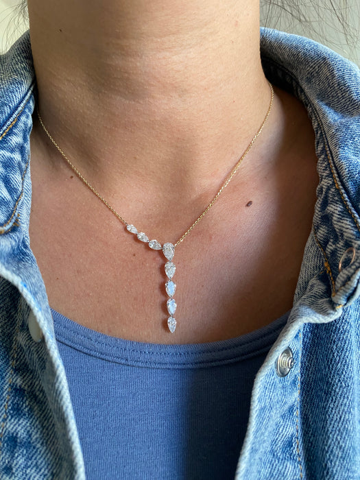14K 3.6 TCW Lab Diamond Pear Lariat Necklace