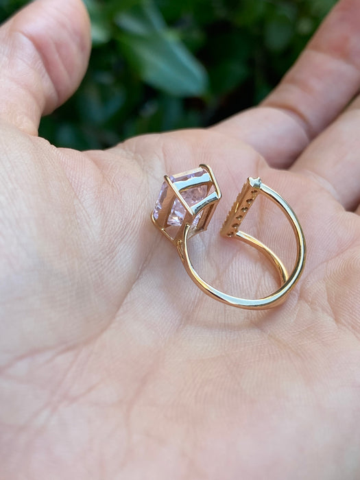 18k rose gold Kunzite diamond ring size 5.25