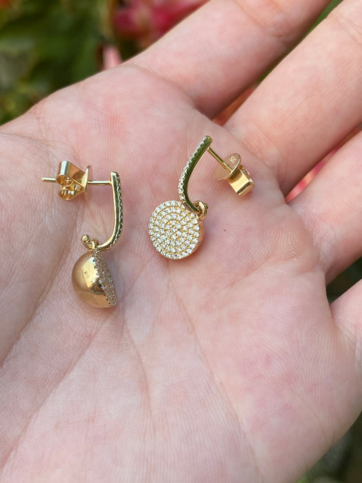 14k diamond huggie earrings