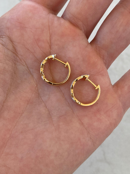 14K Natural Diamond Marquise Huggies