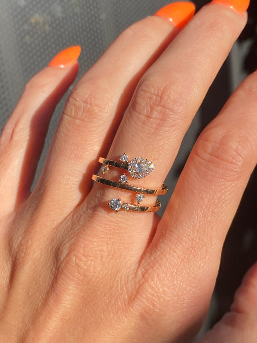 18K Rose Gold Diamond Triple Bypass Coil Ring by Penny Preville