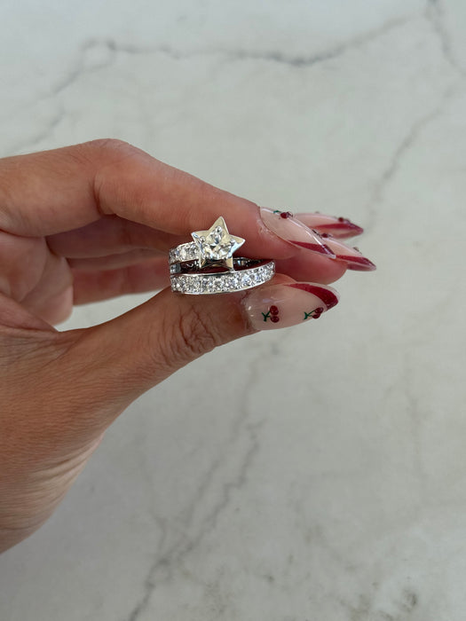 Vintage Platinum 900 Diamond Shooting Star Ring