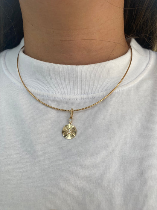 14K Gold Fluted Diamond Disc & Star Charm