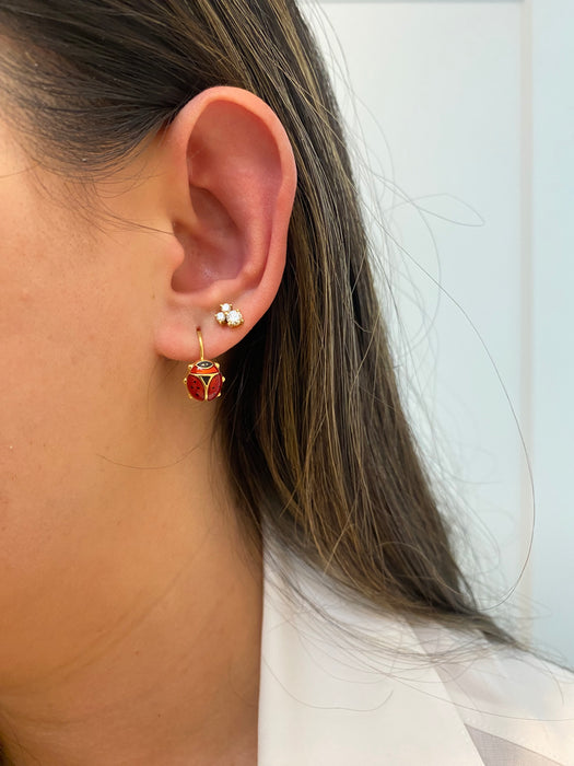 14k unoaerre enamel lady bug leverback earrings