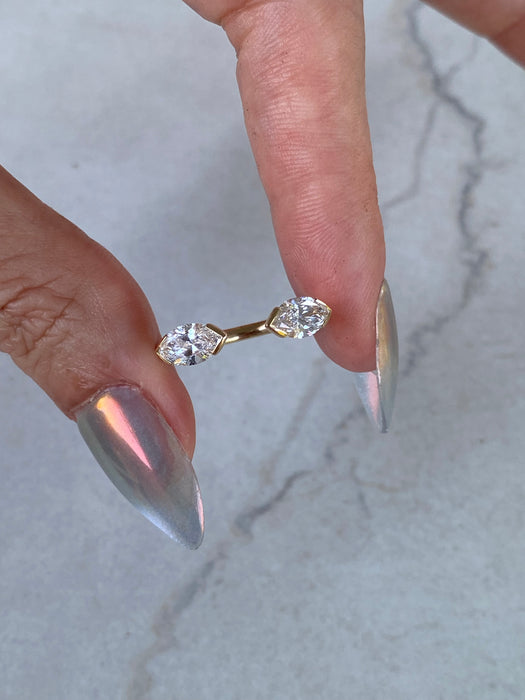 14K Gold Marquise Lab Diamond Ring | 1.10 CTW
