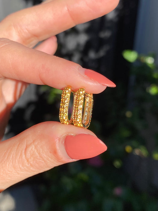 14k double sided yellow sapphire huggie earrings