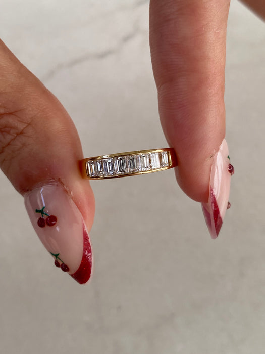 Vintage 18K Emerald Cut Diamond Ring