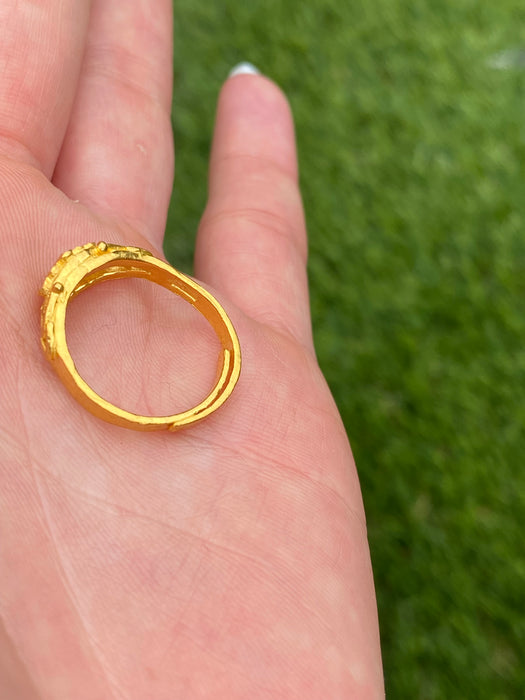 Vintage 24k Pure Gold Fluted Heart Ring