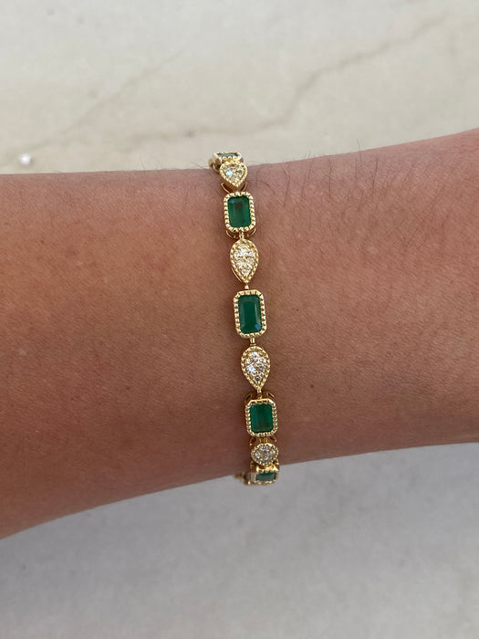 14K Gold Emerald & Diamond Bracelet