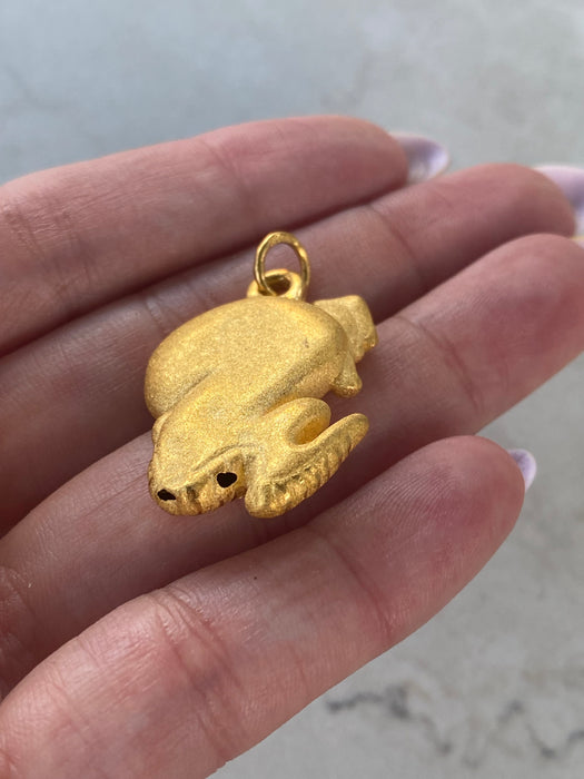 Vintage 24K Gold Bookworm Charm