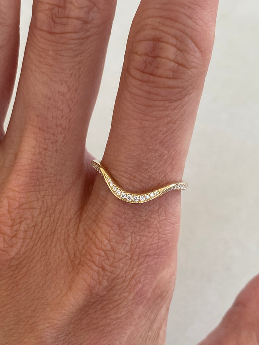 14K Gold Lab Diamond Chevron Ring