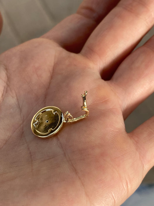 14K Gold Diamond Evil Eye Fluted Disc Charm