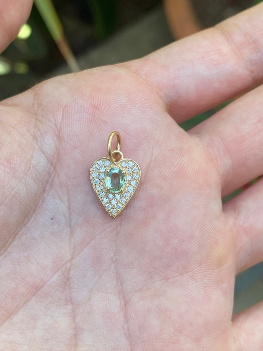 14k diamond gemstone heart pendant charm