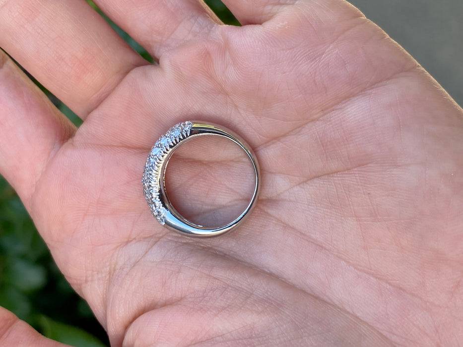 Vintage Platinum 900 1 Carat Diamond Wavy Ring