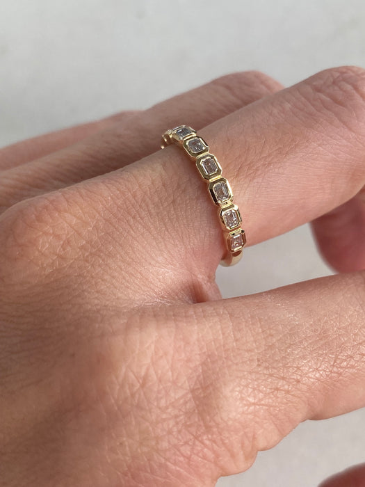 14K East-to-West Emerald Cut Lab Diamond Ring