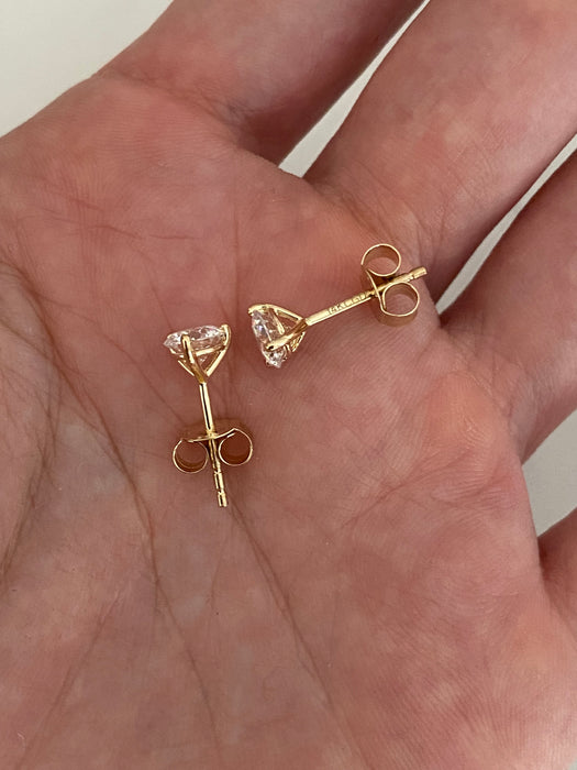 14K Gold 1 Carat Martini-Set Lab Diamond Stud Earrings