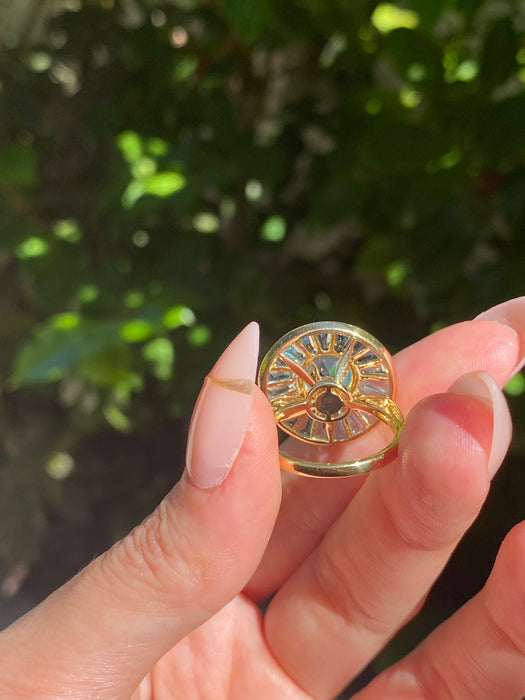 18k blue topaz diamond spinner ring size 6.5