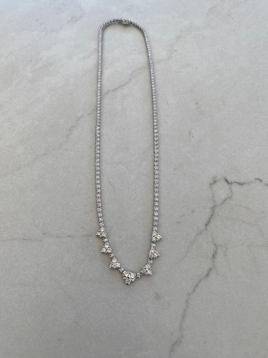 Vintage Platinum 850 Natural Diamond Heart Tennis Necklace – 3.00 TCW