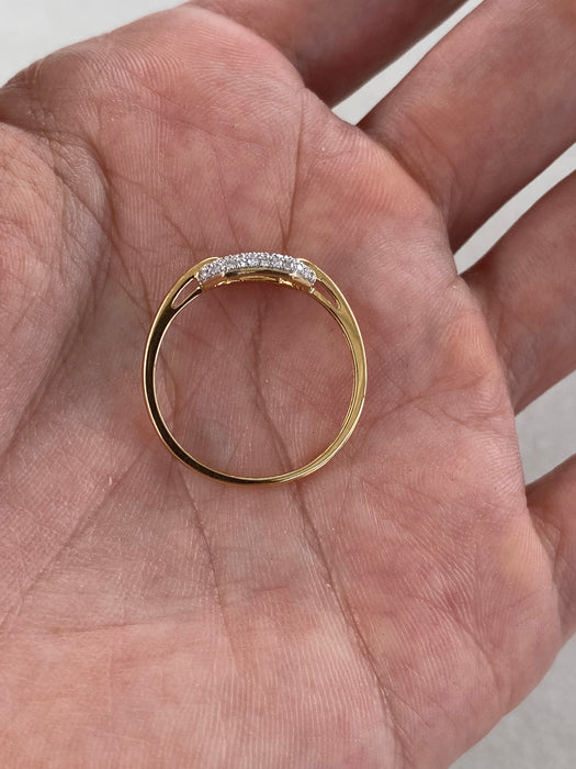 14K Yellow Gold Diamond Buckle Ring