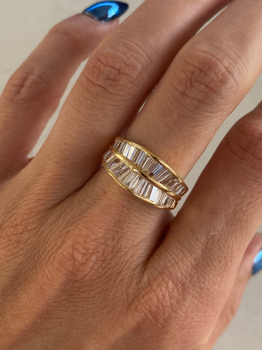 Vintage 18K Gold Double Baguette Diamond Ring – 1.52 TCW