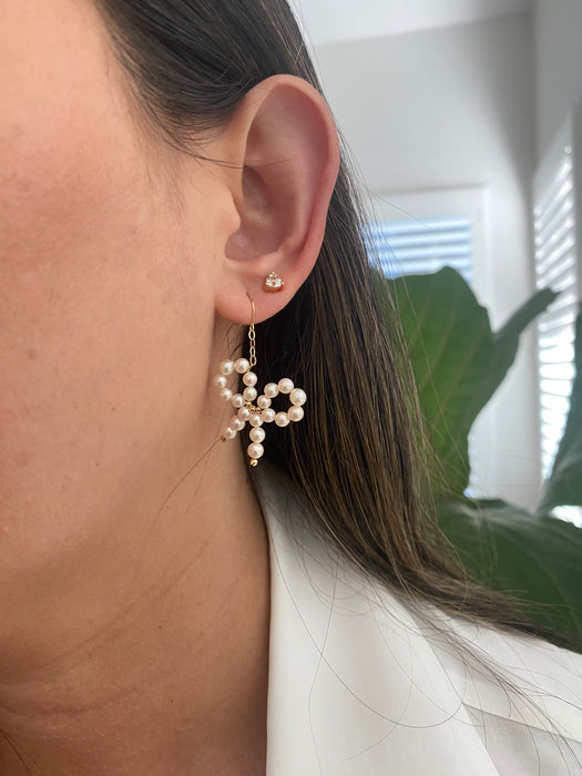18k pearl bow earrings