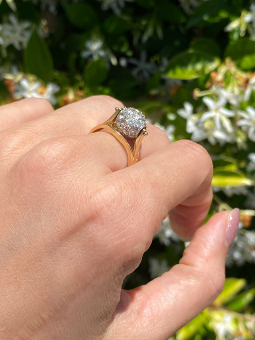 14k CZ ball spinner ring size 7.25