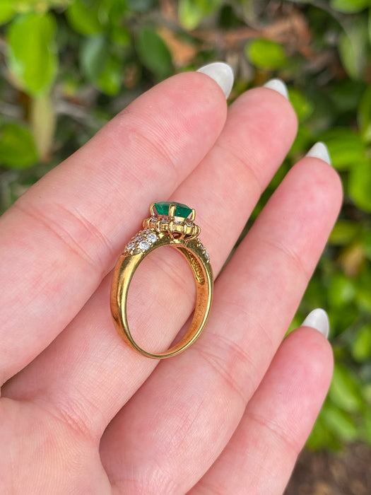 18k emerald and diamond ring size 6.5