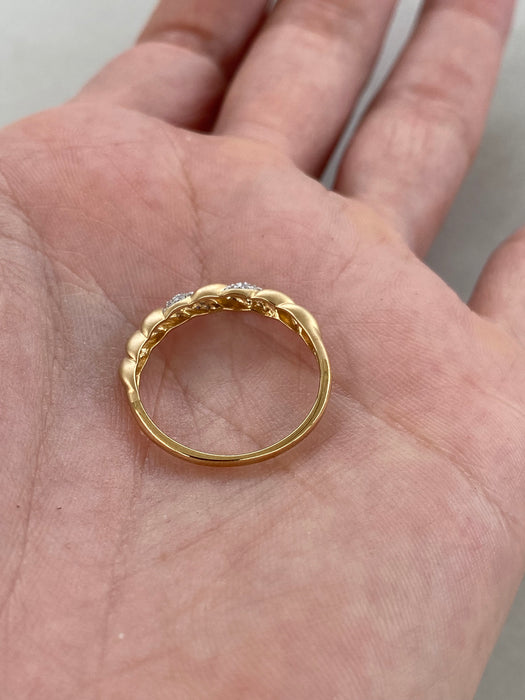 14K Brushed Gold Diamond Croissant Ring