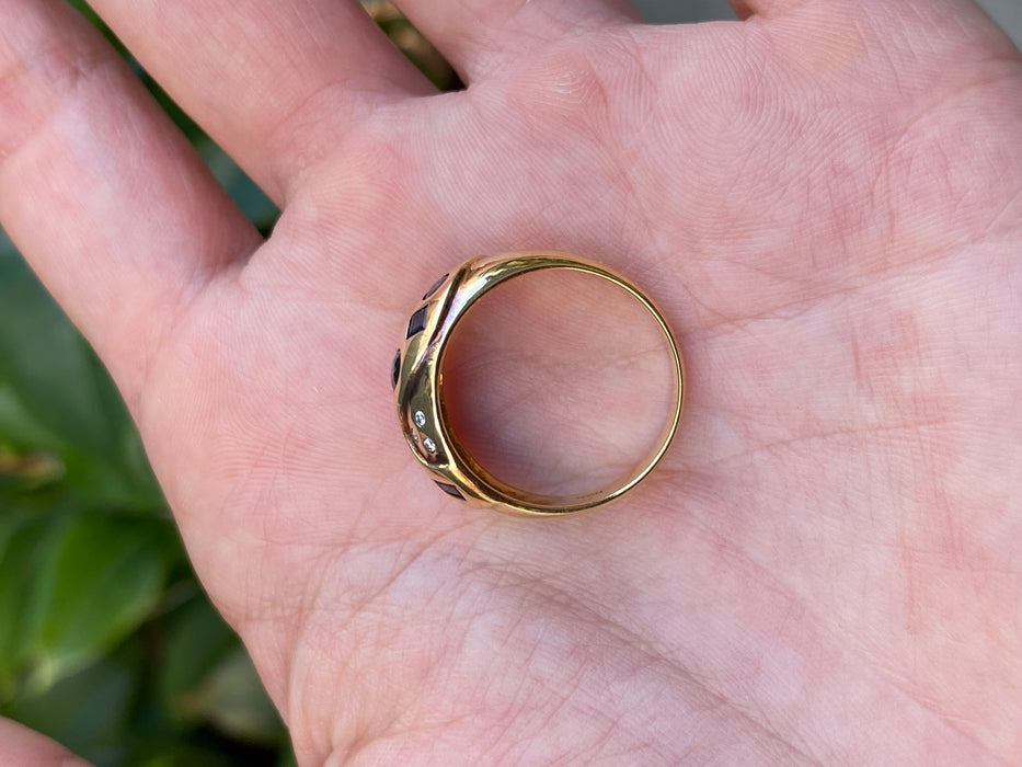 18k diamond blue sapphire ring size 6.5