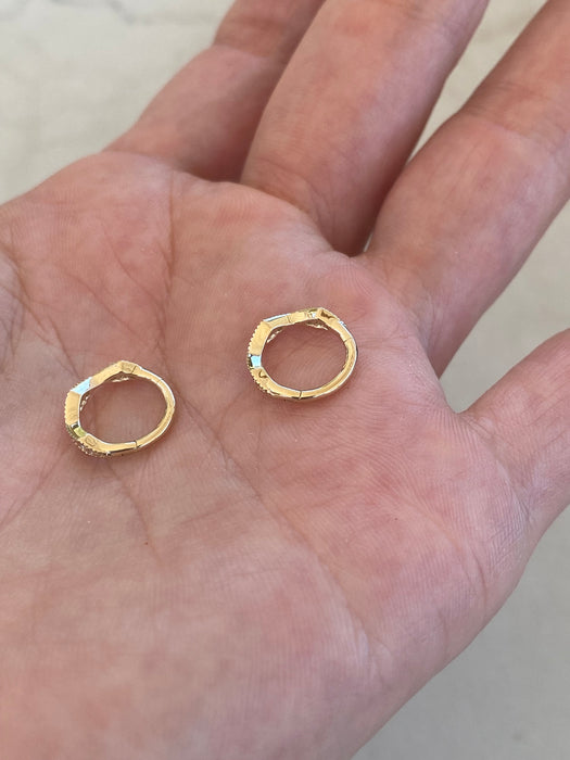 14K Argyle Lab Diamond Huggies