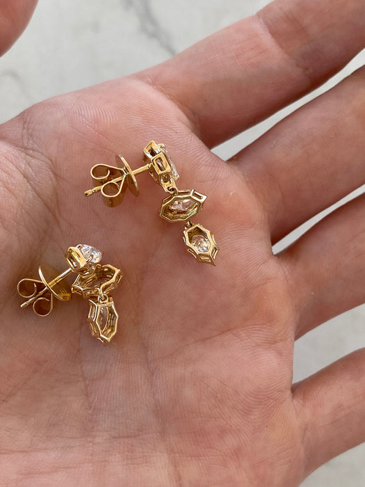 14K Gold Lab Diamond Pear & Marquise Dangle Earrings – 1.40 TCW