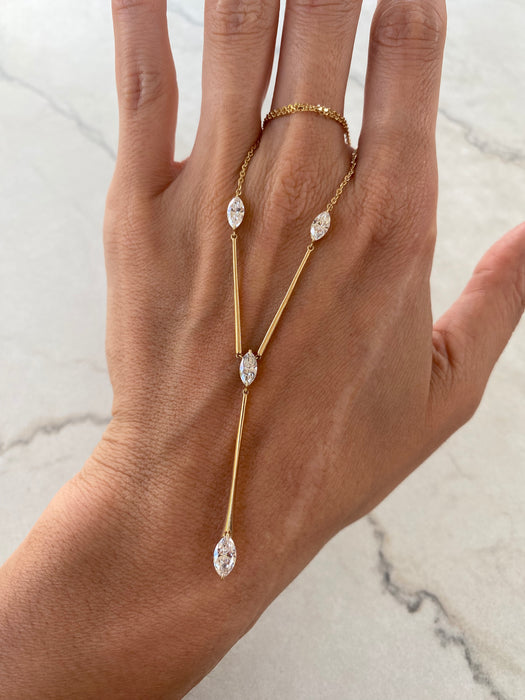 14K 1.5 TCW Marquise Lab Diamond Lariat Necklace
