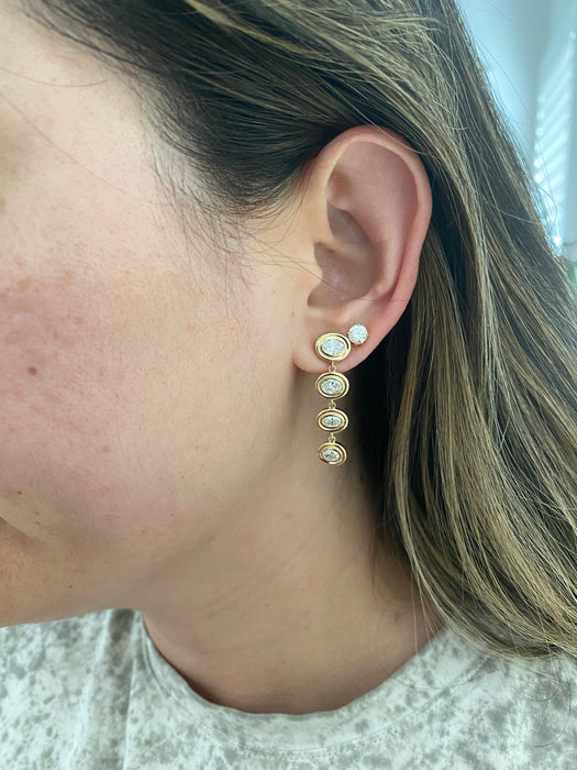 14K Gold East-West Lab Diamond Double Bezel Drop Earrings – 2.20 CTW