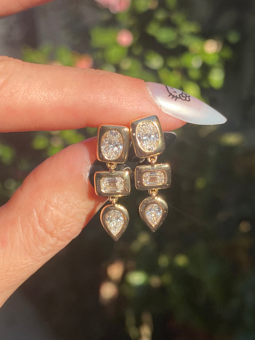 14k 2 carat chunky fancy shape lab diamond earrings