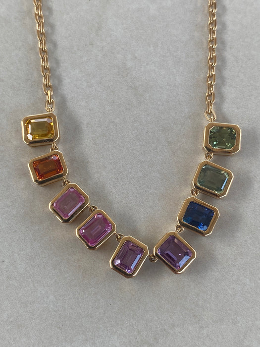 14K 4.6 Carat Rainbow Sapphire Necklace