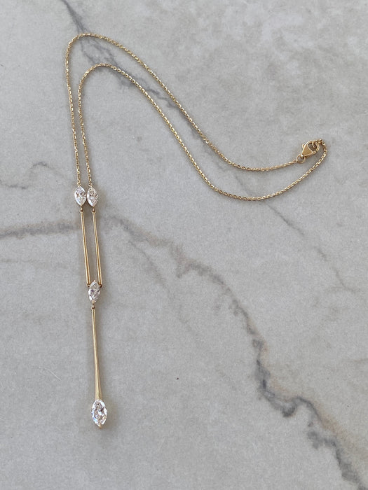 14K 1.5 TCW Marquise Lab Diamond Lariat Necklace
