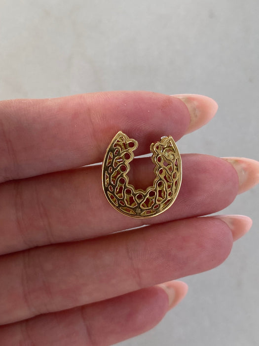 Vintage 18K Sapphire Horseshoe Slider Charm