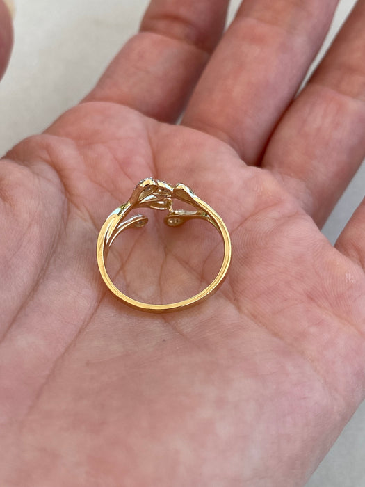 14K Gold Diamond Abstract Ring