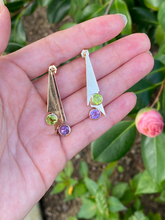 14k peridot and amethyst earrings