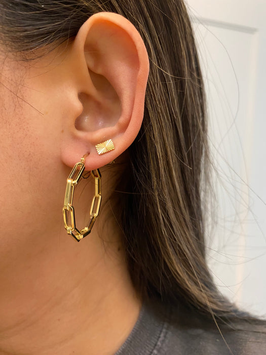 14k paperclip hoop earrings